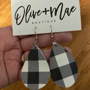 Plaid Leather Earrings